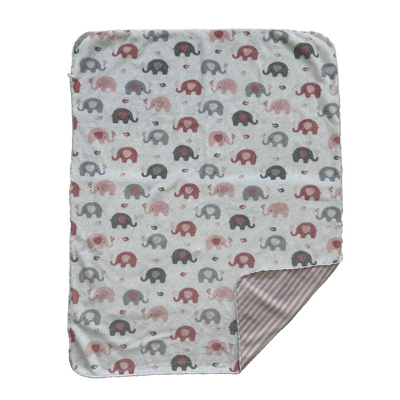 SL Home Fashion Elephant Chick Pink Gray Stripe Lovey Baby Security Blanket - Picture 1 of 6